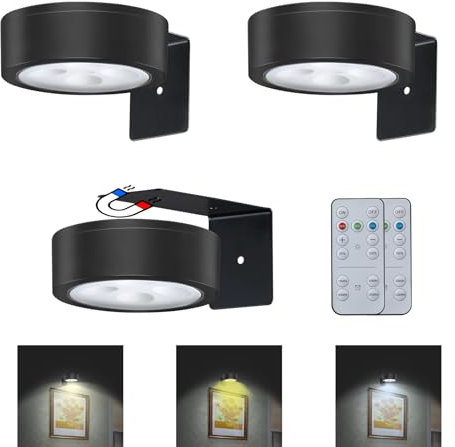 3Pcs Battery Paint Ping Art Display lights - Dimmable w/ Remote Timer & 3 Modes