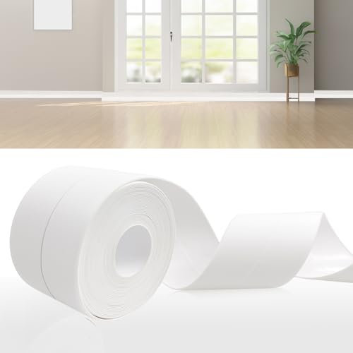 DIKARIYA Plinthe Souple Autoadhésive PVC 19x19mm 6m Blanc, Flexible Ruban Autocollant d'Étanchéité pour Cuisine et Salle de Bain