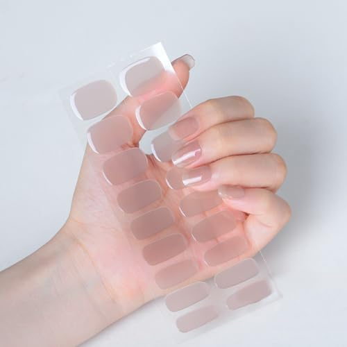 Boloshine 20PCS Gel Nail Stickers, Semi Cured Gel Nail Strips Full Wraps, Salon-Quality Soft Self-Adhesive Gel Nail Polish Strips, Long Lasting Manicure Stickers Set (Vague Memories of First Love)