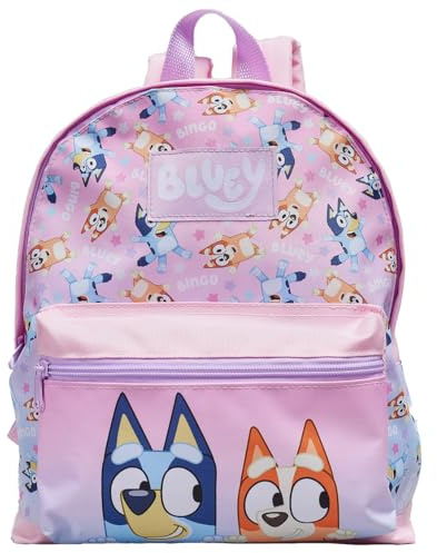 Bluey & Bingo Stars Backpack Kids School Bag With Front Pocket Childrens Girls Nursery Rucksack - Pink