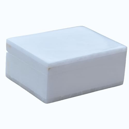 craftslook Marble Gift Box 4x3 inch - Hand Carved, Marble Jewelry Box - Keepsake Box - Trinket Boxes - Decorative Boxes - Stylish and Durable - Versatile, Luxury Stone Box for Storage and Organizing