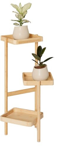 SoBuy 3-Tier Hölzern Blumenregal Pflanzenregal Mehrstöckig Blumentopfständer für 3 Töpfe Blumenbank Blumentreppe Pflanzentreppe Standregal Garten Balkon Deko Natur BHT ca. 31x78x27cm STR12-N