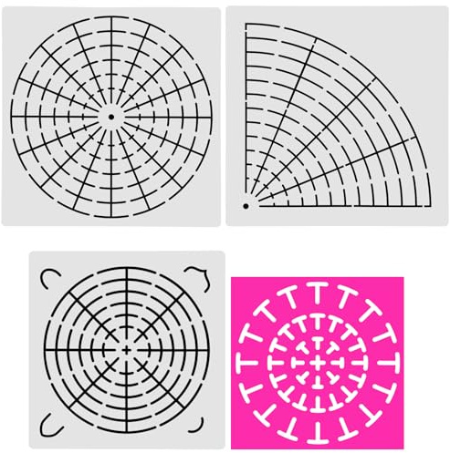 JIEYAO 4 Pcs Mandala Stencils Set, Dot Painting Tool, 5/8/16 Segment Creative Template Reusable Painting Stencils for Rock, Wood, Canvas DIY Art Projects(4)