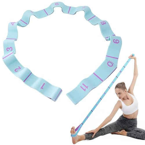 Sangle de Yoga Sangle d'exercice, Ceinture de Yoga Stretch Bandes élastiques d'exercice avec 11 Anneaux pour Pilates Entraînement Danse Fitness