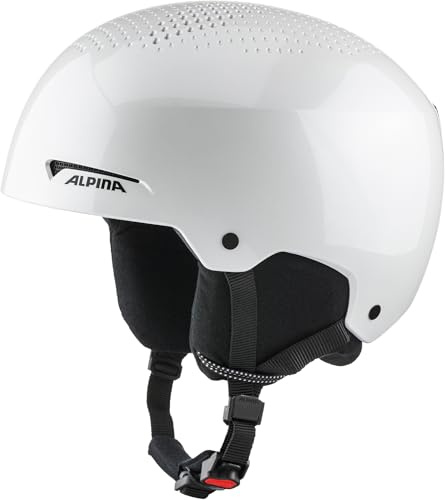 Alpina Arber – Högkvalitativ och lätt skid hjälm för vuxna, med avtagbara öronlappar, optimal stötabsorbering, white-metallic gloss, M (54-58)