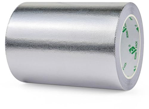 BOMEI PACK Ruban adhésif en aluminium renforcé - 150 mm x 20 m - Résistant à la chaleur et imperméable - Pour réparer des surfaces métalliques, sceller, réparer et isoler