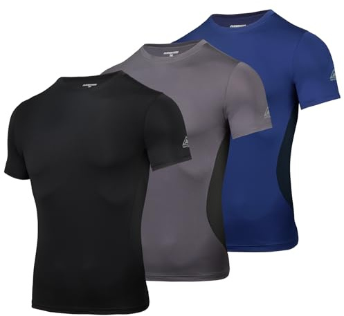 AMZSPORT Camisa de Compresión para Hombre Camiseta de Manga Corta Fitness Shirt