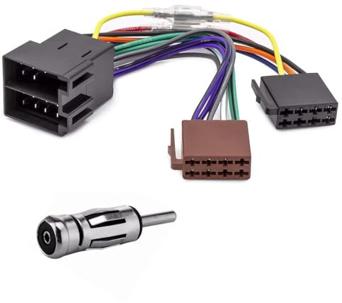 Hoembpn Cable Adaptador de 16 Pines a ISO para Android Radio de Coche Conector de Arnés Estéreo Universal para Automóvil + DIN a ISO Enchufe Adaptador Antena Compatible con Audi/BMW/VW/Honda/Hyundai