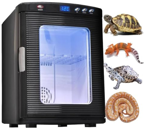25L Reptile Egg Incubator with Digital Temperature Control(5-60°C) - for Snake,Tortoise,and Lizard Breeding - Herp Nursery Hatch with LED Display, Auto-Turn,and Dual Ventilation,A