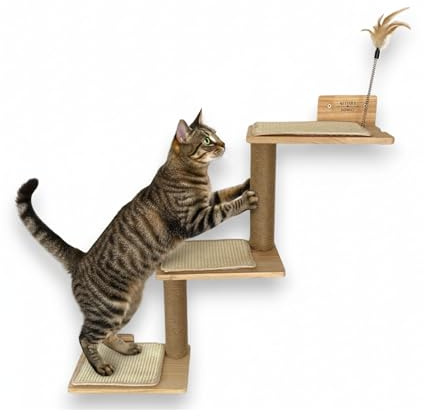 Árbol para Gatos Interior Duna 3 en 1 con Rascadores de Sisal Natural Escalera y Juguete | Estructura Compacta Multinivel para Espacios Reducidos | ALTHEA LIVING