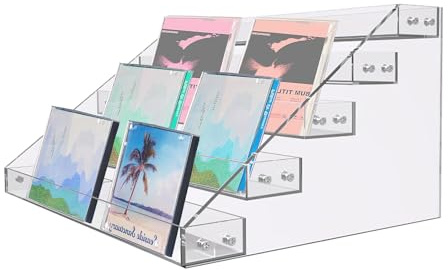 QoTang 5 Ebenen CD Halter,Durchsichtiger CD Ständer aus Acryl,DVD Rack zur Aufbewahrung DVD Präsentationsständer Platz für 40 CD Leerhüllen,31 x 27,4 x 19,6 cm