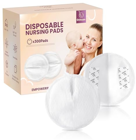 Ovlospa Ultra-Absorbent Disposable Nursing Pads,Super Soft & Breathable Breast Pads,Make The Breasts Light and Stay Dry,Breastfeeding Essentials for Moms,300 Count