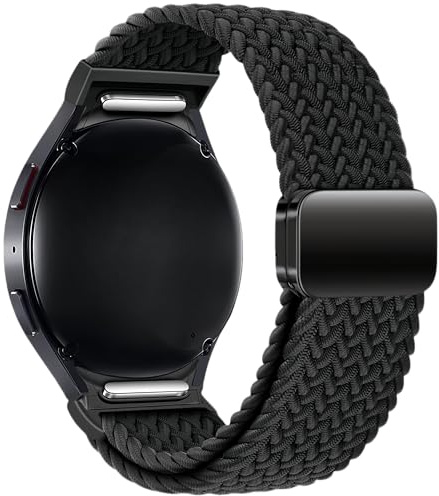 Flätad nylon sportband Compatible with Samsung Galaxy Watch FE 7 6 5 4 Band 40mm 44mm/6 Classic 47mm 43mm/4 Classic 42mm 46mm/5 Pro 45mm Band, one-click magnetisk spänne utan mellanrum unisex