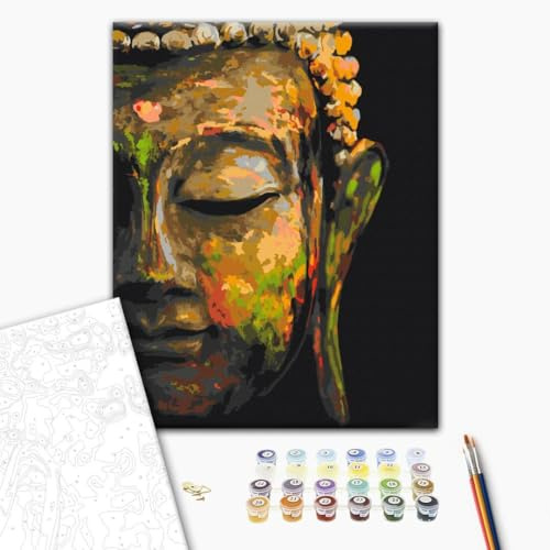 murando - Peinture par Numéros Adulte DIY 40x50 cm - Avec Cadre, Peintures Acryliques et Pinceaux - Tableau à Faire Soi-Même Loisir Créatif - Bouddha zen n-A-0568-d-a