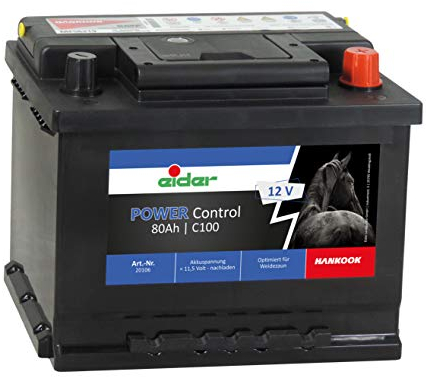 12 Volt Akku Power Control 80 Ah - Spezial Weidezaun Akku - kaum Selbstentladung - trocken vorgeladen - mit Tragegriff - Wird mit Säure gefüllt geliefert