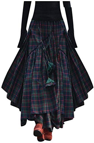 Kilt Écossais Plaid Unisexe - Jupe Classique Plissée Oversize pour Hommes et Femmes - Rétro Traditionnelle Highland Roche Robe Irrégulière Grille Tartan Mini Jupe Taille