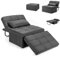 COSTWAY 4-in-1 Convertible Sofa Bed, Single Sofa Chair Sleeper Folding Ottoman with Adjustable Backrest, Retractable Legs and Pillow, Modern Tufted Lounge Couch Guest Bed (Linen Fabric, Grey)