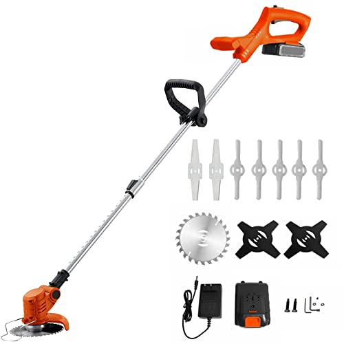 Débroussailleuse sans Fil, IZTOSS 3-in-1 Coupe-Bordure sans Fil & Tondeuses à Gazon Legers avec 4 Types de Lames, avec Batterie 24V et Chargeur, Outillage de Jardin Motorisé Réglable en Hauteur