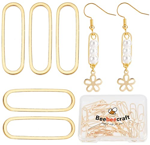 Beebeecraft 50 st 18 K guldpläterade pärlringar för att hitta ovala länkande ringar cirkelramar berlocker smycken kontakter för gör-det-själv dinglande örhänge halsband armbandstillverkning