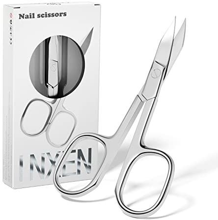 INXEN Profi Nagelschere Hautschere, Nagelhautschere Nagelscheren Fingernagelschere aus Rostfreiem Edelstahl, Nail Scissors mit Breite Gebogener Schneide, Hautzange Nagelschere für Fuß und Fingernägel