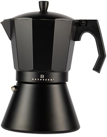 EDENBERG - Induktions-Mokkakanne Marble - Aluminium-Kaffeemaschine für 6 Espresso-Tassen - 600 ml - Kleiner Reise-Mokkakocher - Edelstahl - mit Druckventil zur Sicherheit - Geeignet für alle Herdarten
