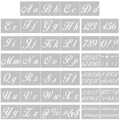 EIHI 40 Stück Buchstaben Schablone Kunststoff, Zeichen Typografiezubehör, Kunst Alphabet Schablonen Groß und Kleinbuchstaben Handwerk für DIY Malerei Holz Wand Papier