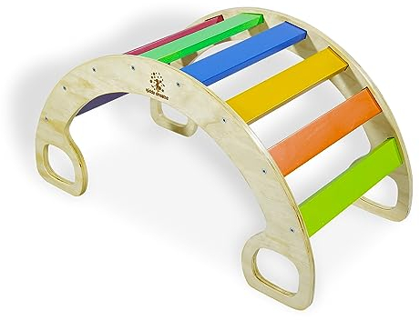 CCLIFE Arche de Escalade Montessori Grimpeur pour Enfants Aire de Jeux pour Bebe Bascule en Bois pour Enfants Triangle de Escalade balançoire dès 1 an