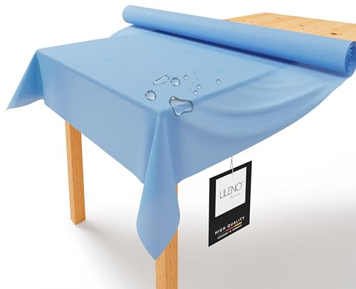 LILENO HOME - Rotolo di tovaglia 1,10 x 25 m - Velluto azzurro - Tessuto simile, lavabile - Alternativa alla tovaglia di carta usa e getta