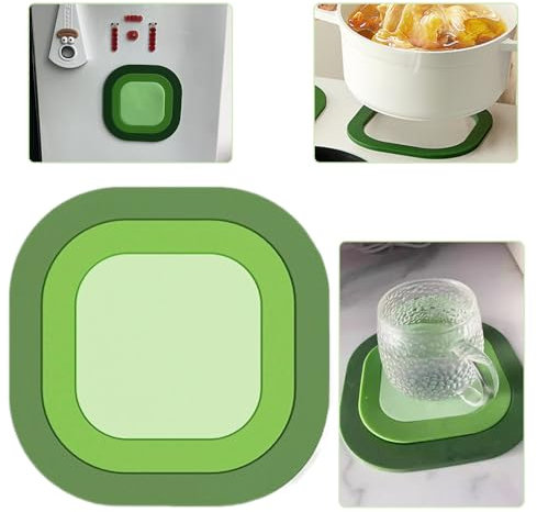 Zlig - Set di 3 sottopentola in silicone, design moderno, resistente al calore e adatto come adesivo per frigorifero