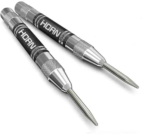 Punzón central automático de aleación de acero de tungsteno de 5 pulgadas, herramienta de taladro de metal ajustable con resorte para carpintería y marcado (2 piezas)