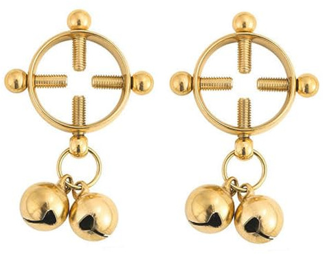Niaspi 2Pcs Round Bells Fake Nipple Rings for Women Stainless Steel Minimalist Punk Non Piercing Nipple Rings Silver Ball Bell Drop Dangle Adjustable Fake Nipple Piercing Jewelry