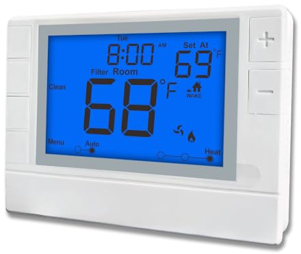 Thermostat for Home, Premium Heat Pump Room Temperature Controller, up to 2H/1C, Easy-to-Read Large Display，Blue Backlight