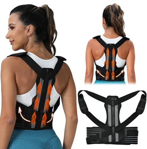 UHETLET Corrector Postura Espalda Ajustable, Corrector Postural de Espalda para Hombre y Mujer, Correctors Espalda Recta Transpirable, Enderezador deEspalda para Hombros Cuello