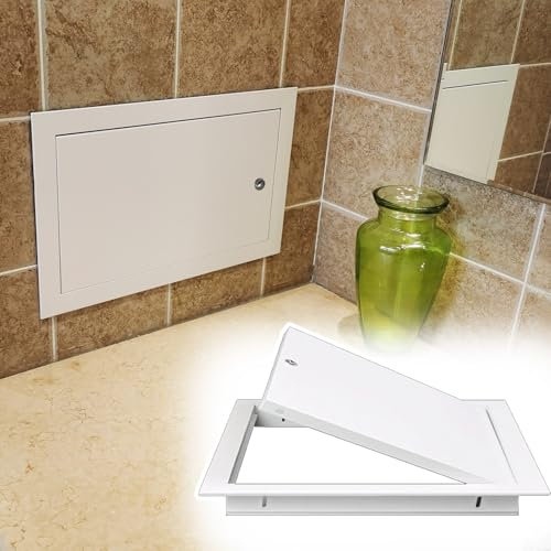 Trappe de Visite Panneau D'accès de Baignoire Métallique Étanche, Porte D'accès Mur/Plafond avec Serrure, Panneau de Porte de Gaine Technique Blanc, Cache-trou Mural pour Plomberie et Électricité(60x6