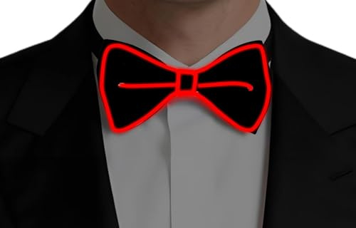 Nœud Papillon LED, Lumineux Noeud Papillon Homme, Clignotant Nœud Papillon avec Led, Nœud Papillon Fluo Amusant, Accessoire de Costume Led pour Fêtes, Halloween, Noël, Carnaval, Bal Masqué (Rouge)