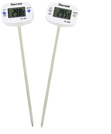 HpLive Lot de 2 thermomètres de cuisson numériques en acier inoxydable pour griller, cuire, rôtir, faire bouillir du lait et de l'eau