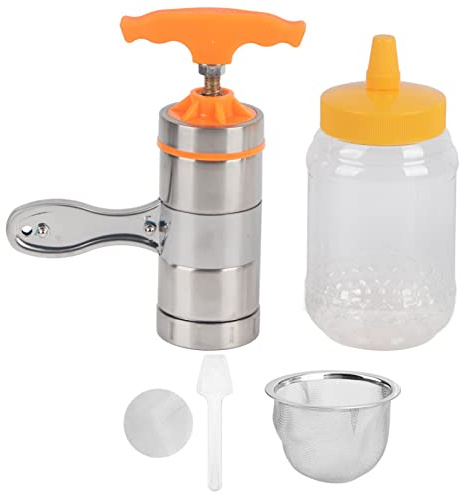 Stainless Steel Honey Press, Mini Portable Honey Extractor Squeezer Manual Beeswax Presser with Filter Beekeeping Tool for Beekeeping Supplies
