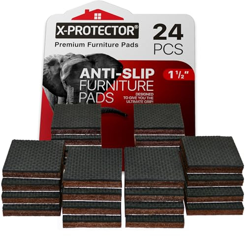X-PROTECTOR Non Slip Furniture Pads – 24 Premium Furniture Grippers 1 1/2! Best SelfAdhesive Rubber Feet Furniture Feet – Ideal Non Skid Furniture Pad Floor Protectors – Keep Furniture in Place!
