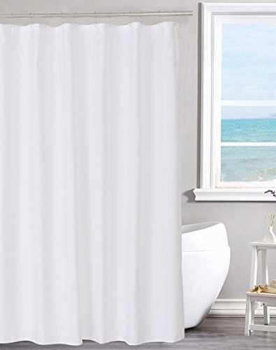N&Y HOME Shower Curtain Liner Solid White with Magnets, Hotel Quality, Machine Washable,70 x 72 inches for Bathroom, Polyester Blend, 70x72