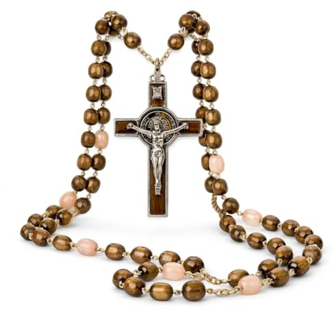 Genuine Made in Italy Blessed by Pope Francis Rosary Necklace rosary for car rearview mirror rosarios catolicos para hombre Medal Cross Saint Benedict Patron Saint of Students, Christian Values Honor