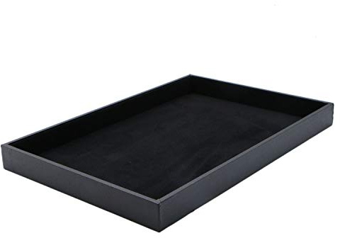 JETEHO Velvet Jewelry Tray for Drawers Black Jewelrys Display Tray Stackable Jewelry Organizer Trays for Necklace Bracelet Ring Watch (1, Black)