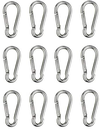 HOMPER 12pcs M6 Carabiner Hook - Heavy Duty 304 Stainless Steel Snap Hook, Carabiner Keychain Clips for Outdoor, Camping, Hiking