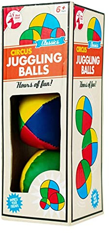 Cathys Candy Cart Set Of 3 Retro Traditional Classic Juggling Balls Multi Coloured Clown & Circus Style In Gift Box, Ideal Secret Santa, Present, stocking Filler, Birthday Gift, Party Games.