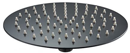 IMEX - Rociador de ducha redondo - alcachofa ducha extraplano de acero inoxidable Ø 20 cm, Negro Mate - RDN001/NG