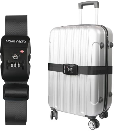 Travel Inspira Luggage Straps for Suitcases with TSA Lock, Protect Your Luggage Anti-Burst, High Visibility Color, Easy to Identify Luggage Adjustable Heavy Duty Belt for 20-32 Inch Suitcases