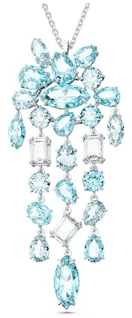Swarovski Gema Anhänger, Weiße und Rhodinierte Damenhalskette mit Zartem Blumenmotiv Strahlenden SwarovskI Kristallen
