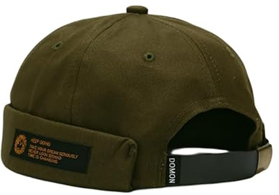 HINGTAT Docker keps hattar för män dödskallemössa mössa arbetare sjöman keps kantlös keps rullad manschett retro mode brättlös hatt med justerbar, 02-grön, one size