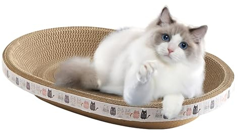 Ziurmut Planche à gratter pour Chat, griffoir pour Chat, griffoir en Carton Poteau à gratter pour Chat Planche à Forme Ovale Meubles pour Chat