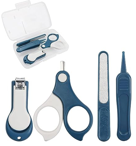 JOCXZI 1 set Manucure Bébé- Manucure Bébé Kit 4 en 1 avec Etui, Bébé Soin des Ongles Coupe-Ongles, Ciseaux,Kit Soins des Ongles Bébés et Jeunes Enfants,Nouveau-né Spécial Protection pour Bébé