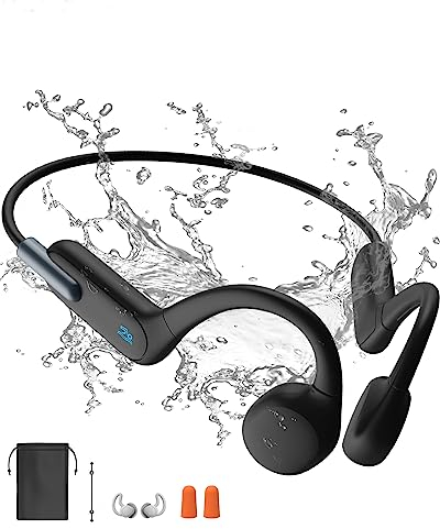 Kopfhörer Schwimmen, Knochenschall Bluetooth 5.3, Sport 32G-Speicher, IPX8 Wasserdicht, Unterwasser- mit MP3-Player für, Open Ear für Laufen